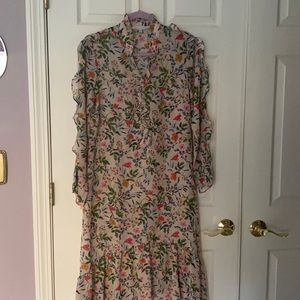 Julia Jordan Floral Sheer Ruffled Dress